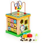 Jucarii, Copii si Bebe - Jucarii si jocuri - Seturi de constructie si cuburi - Cuburi si caramizi - Cub educational din lemn cu tabla Ecotoys HM015473 - Infinity.ro