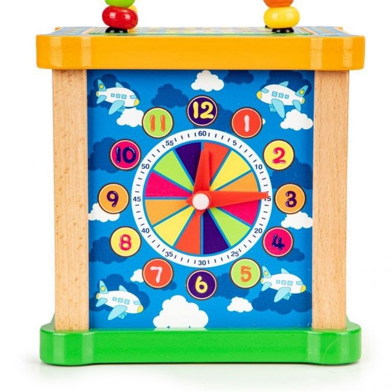 Jucarii, Copii si Bebe - Jucarii si jocuri - Seturi de constructie si cuburi - Cuburi si caramizi - Cub educational din lemn cu tabla Ecotoys HM015473 - Infinity.ro