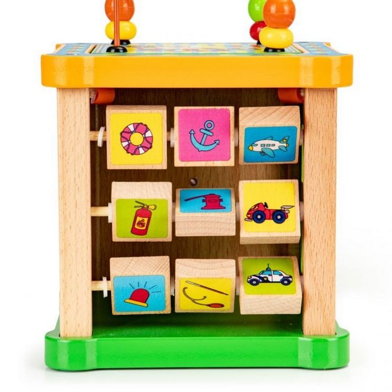 Jucarii, Copii si Bebe - Jucarii si jocuri - Seturi de constructie si cuburi - Cuburi si caramizi - Cub educational din lemn cu tabla Ecotoys HM015473 - Infinity.ro