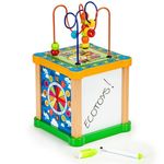 Jucarii, Copii si Bebe - Jucarii si jocuri - Seturi de constructie si cuburi - Cuburi si caramizi - Cub educational din lemn cu tabla Ecotoys HM015473 - Infinity.ro