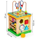 Jucarii, Copii si Bebe - Jucarii si jocuri - Seturi de constructie si cuburi - Cuburi si caramizi - Cub educational din lemn cu tabla Ecotoys HM015473 - Infinity.ro
