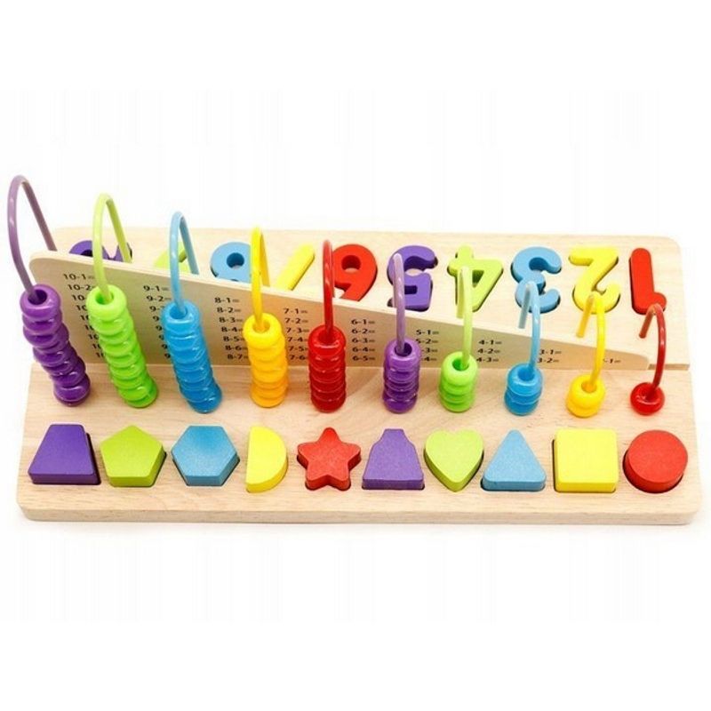Jucarii, Copii si Bebe - Jucarii si jocuri - Seturi de constructie si cuburi - Cuburi si caramizi - Set educational din lemn ECOTOYS MB059 - Infinity.ro