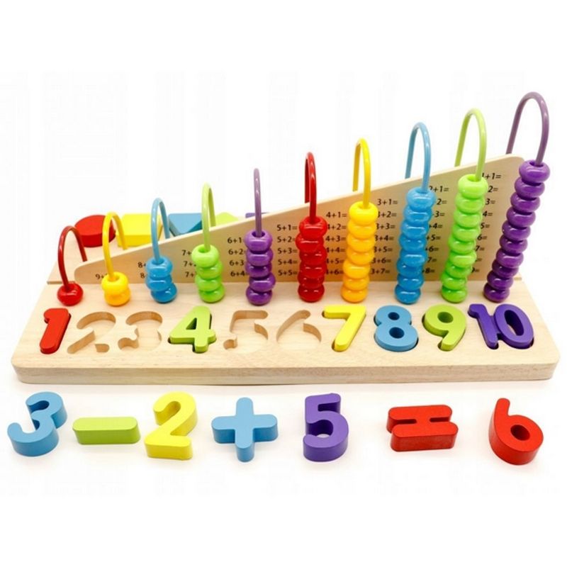 Jucarii, Copii si Bebe - Jucarii si jocuri - Seturi de constructie si cuburi - Cuburi si caramizi - Set educational din lemn ECOTOYS MB059 - Infinity.ro