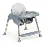 Jucarii, Copii si Bebe - Hrana si alaptare - Scaune de masa bebe - Scaun de masa 2 in 1 cu tapiterie Ecotoys HC-135C - Gri - Infinity.ro