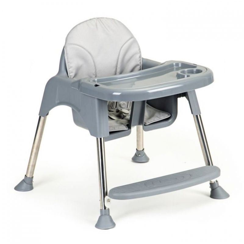 Jucarii, Copii si Bebe - Hrana si alaptare - Scaune de masa bebe - Scaun de masa 2 in 1 cu tapiterie Ecotoys HC-135C - Gri - Infinity.ro