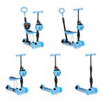 Sport si Outdoor - Role, trotinete si skateboard - Trotinete copii - Trotineta 5 in 1 cu sezut si 3 roti cu LED Ecotoys YM-SW-6 - Albastru - Infinity.ro