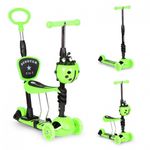 Sport si Outdoor - Role, trotinete si skateboard - Trotinete copii - Trotineta 5 in 1 cu sezut si 3 roti cu LED Ecotoys YM-SW-6 - Verde - Infinity.ro