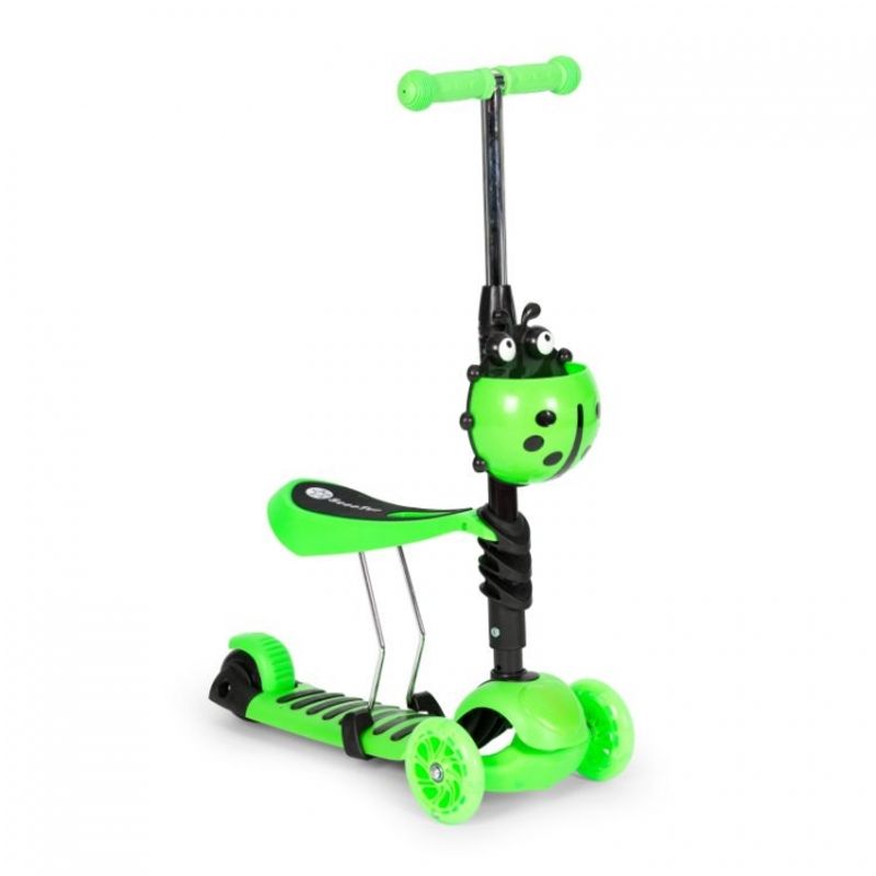 Sport si Outdoor - Role, trotinete si skateboard - Trotinete copii - Trotineta 5 in 1 cu sezut si 3 roti cu LED Ecotoys YM-SW-6 - Verde - Infinity.ro