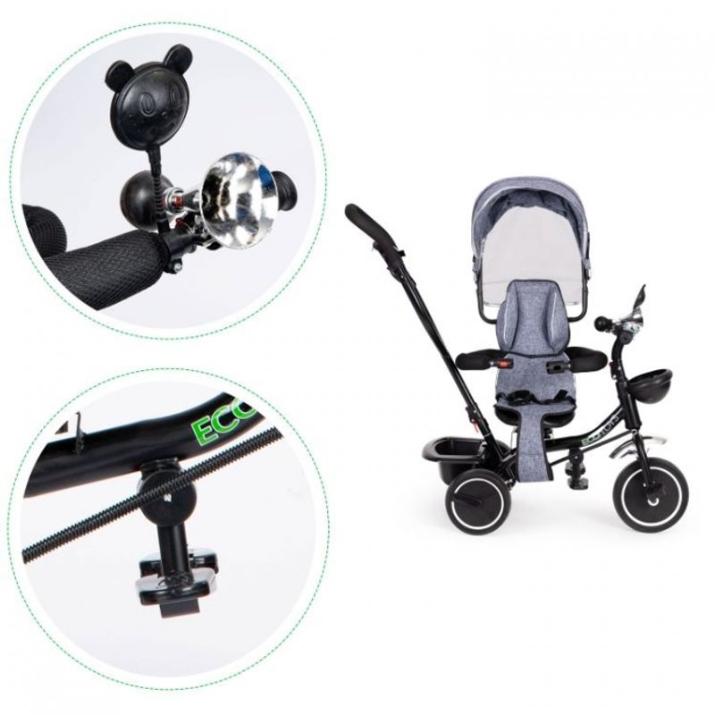 Jucarii, Copii si Bebe - Jucarii si jocuri - Jucarii de exterior - Triciclete - Tricicleta cu sezut rotativ Ecotoys JM-066-9 - Gri - Infinity.ro