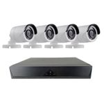 Casa si Gradina - Electrice - Smart Home - Camere de supraveghere - Kit de supraveghere cu DVR recorder si 4 camere CCTV AHD ccu fir, IP66, HD, 720P, IR, pentru interior sau exterior, alb - Infinity.ro