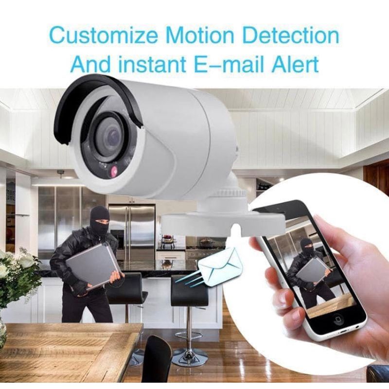 Casa si Gradina - Electrice - Smart Home - Camere de supraveghere - Kit de supraveghere cu DVR recorder si 4 camere CCTV AHD ccu fir, IP66, HD, 720P, IR, pentru interior sau exterior, alb - Infinity.ro