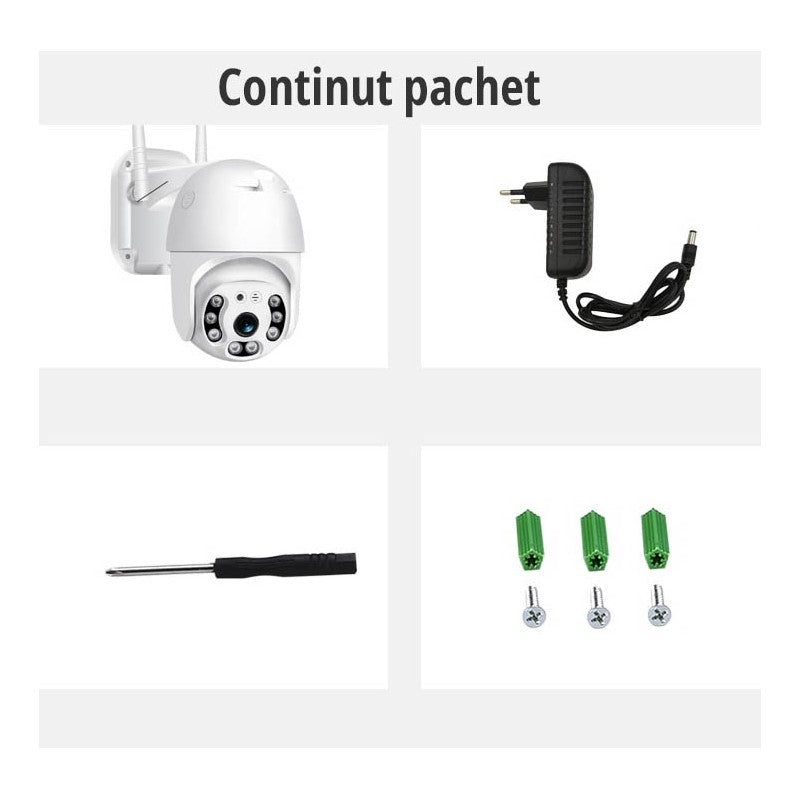 Casa si Gradina - Electrice - Smart Home - Camere de supraveghere - Camera supraveghere IP de 3MP, 1080p, 355°, LED+IR, exterior, cu senzor de miscare, control prin aplicatie - Infinity.ro