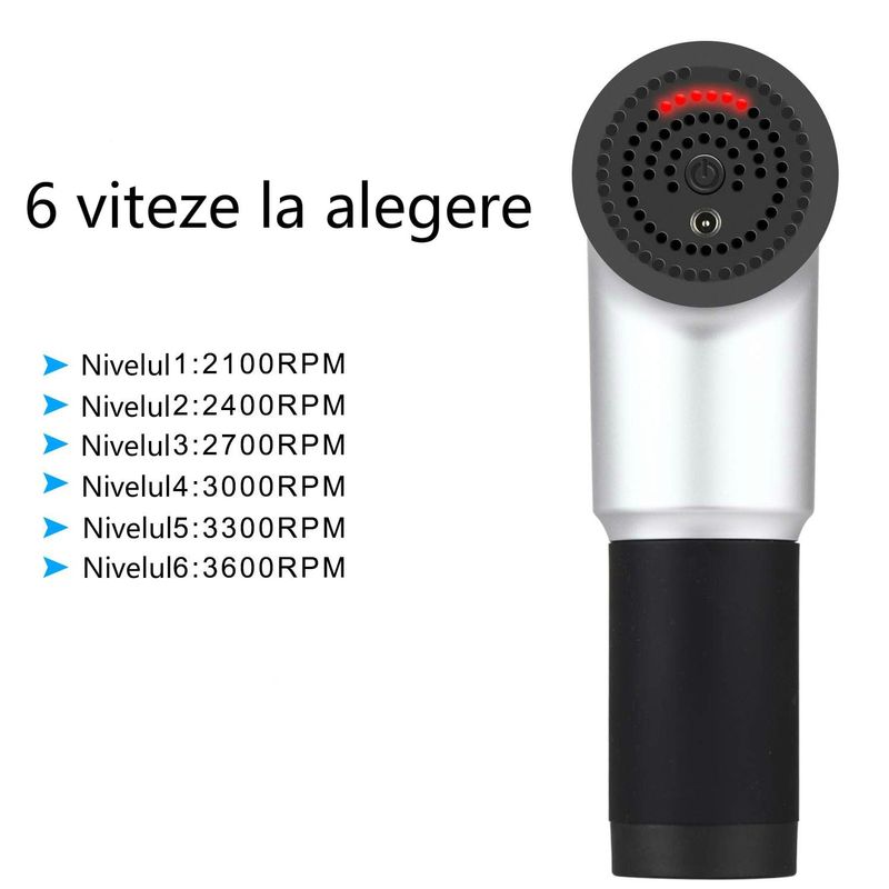 Ingrijire personala si Cosmetice - Sanatate si wellness - Articole wellness - Aparate si dispozitive de masaj - Aparat electric pentru masaj muscular cu 6 viteze, de tonifiere, anticelulitic, relaxare cu percutie - Infinity.ro