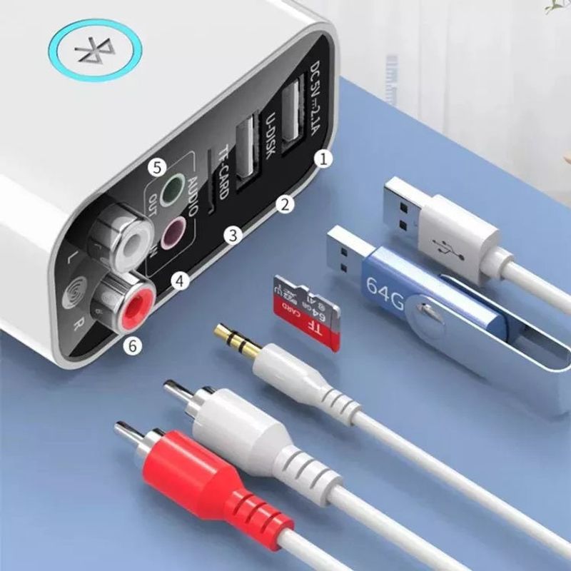 Laptop, Telefoane si Tablete - Telefoane mobile si accesorii - Accesorii Telefoane - Cabluri si adaptoare telefoane - Adaptor audio multifunctional HK16, wireless, bluetooth, 2 porturi USB, TF card - Negru - Infinity.ro