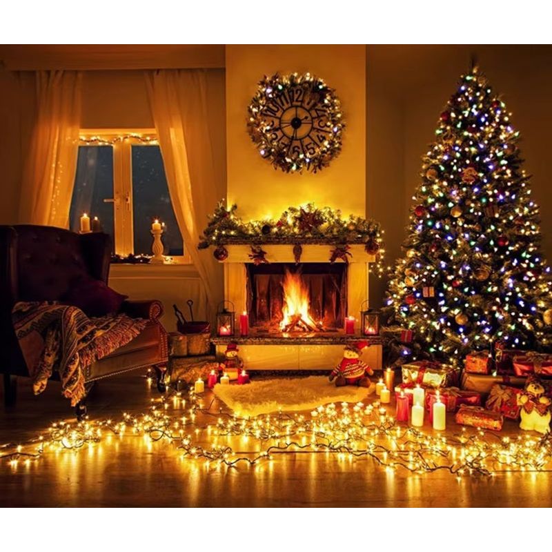 Casa si Gradina - Corpuri si surse de iluminat - Iluminat exterior - Instalatii luminoase exterior - Instalatie Luminoasa Solara, 50m, 500 LED-uri, cu Telecomanda, Alb Cald/Rece sau RGB - Alb Cald - Infinity.ro