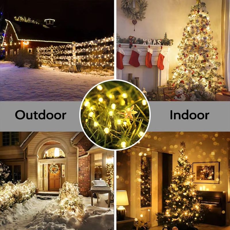 Casa si Gradina - Corpuri si surse de iluminat - Iluminat exterior - Instalatii luminoase exterior - Instalatie Luminoasa Solara, 50m, 500 LED-uri, cu Telecomanda, Alb Cald/Rece sau RGB - Alb Rece - Infinity.ro