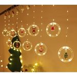 Casa si Gradina - Corpuri si surse de iluminat - Iluminat exterior - Instalatii luminoase exterior - Instalatie de Craciun cu 10 Cercuri LED si Figurine, Interconectabile, 3m, Lumina Alba Calda - Infinity.ro