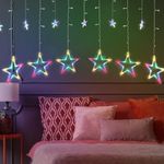 Casa si Gradina - Corpuri si surse de iluminat - Iluminat exterior - Instalatii luminoase exterior - Instalatie cu 12 Stele Luminoase, Telecomanda, 90 LED-uri, 3m, Interconectabila, Lumina Multicolora - Infinity.ro