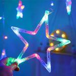 Casa si Gradina - Corpuri si surse de iluminat - Iluminat exterior - Instalatii luminoase exterior - Instalatie cu 12 Stele Luminoase, Telecomanda, 90 LED-uri, 3m, Interconectabila, Lumina Multicolora - Infinity.ro