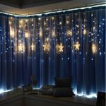 Casa si Gradina - Corpuri si surse de iluminat - Iluminat exterior - Instalatii luminoase exterior - Instalatie Luminoasa pentru Craciun, Perdea cu 6 Stele Mici si Mari, Interconectabila, Lumina Alba calda - Infinity.ro