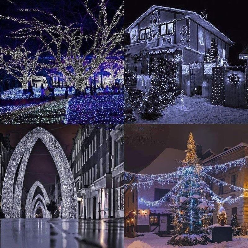 Casa si Gradina - Corpuri si surse de iluminat - Iluminat exterior - Instalatii luminoase exterior - Instalatie Luminoasa Solara, 22m, 200 LED-uri, cu Telecomanda, Alb Cald/Rece, Albastru sau RGB - Multicolor - Infinity.ro