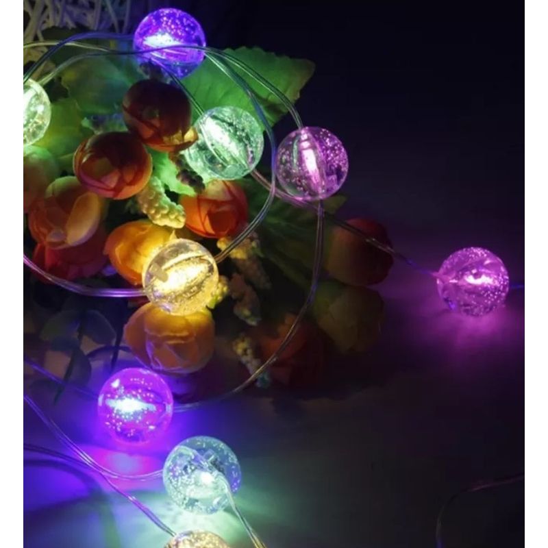 Casa si Gradina - Corpuri si surse de iluminat - Iluminat exterior - Instalatii luminoase exterior - Set 2 Instalatii Decorative LED RGB, 2x5m, cu 2x50 LED-uri in Forma de Mini Becuri - Infinity.ro