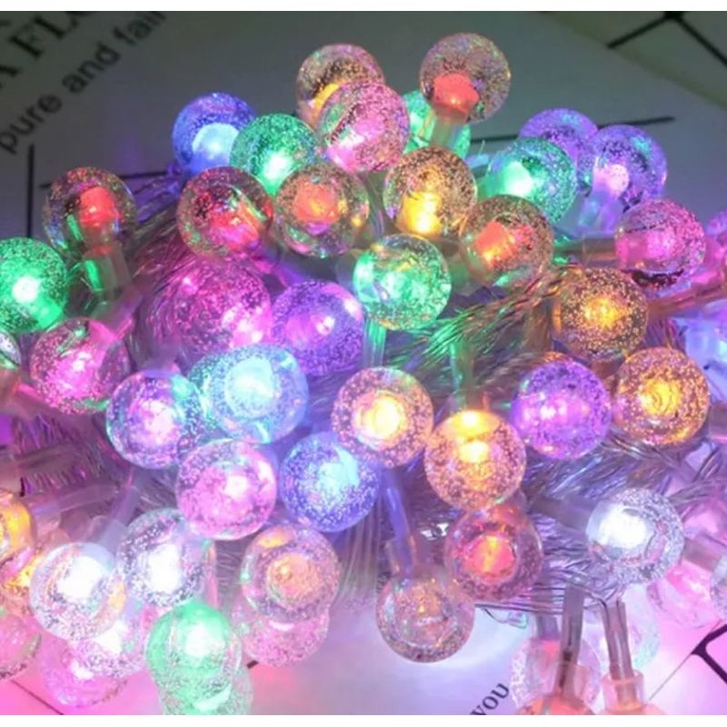 Casa si Gradina - Corpuri si surse de iluminat - Iluminat exterior - Instalatii luminoase exterior - Set 2 Instalatii Decorative LED RGB, 2x5m, cu 2x50 LED-uri in Forma de Mini Becuri - Infinity.ro