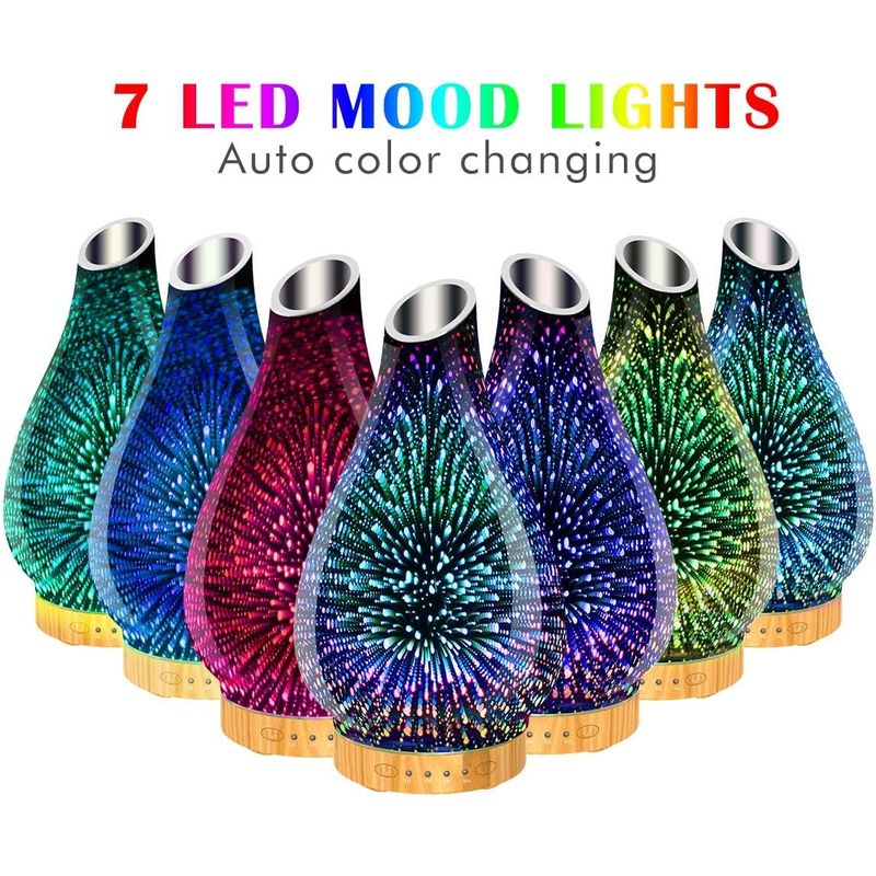 Electronice si Electrocasnice - Climatizare si sisteme de incalzire - Aparate filtrare aer - Umidificatoare - Difuzor aromaterapie cu uleiuri esentiale, sticla, 3D LED, umidificator - Infinity.ro