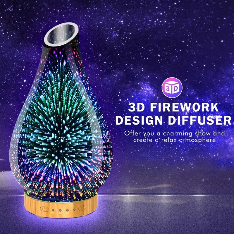 Electronice si Electrocasnice - Climatizare si sisteme de incalzire - Aparate filtrare aer - Umidificatoare - Difuzor aromaterapie cu uleiuri esentiale, sticla, 3D LED, umidificator - Infinity.ro