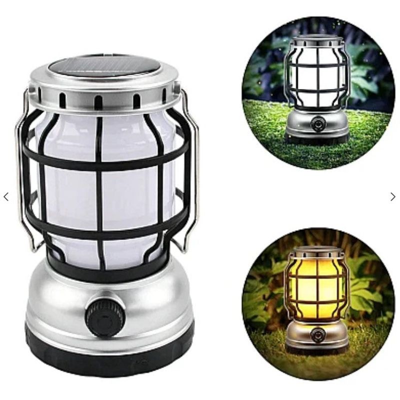 Casa si Gradina - Corpuri si surse de iluminat - Iluminat exterior - Felinare - Felinar solar retro portabil Andowl Q LED1990 - Rosu - Infinity.ro