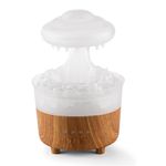 Electronice si Electrocasnice/Climatizare si sisteme de incalzire/Aparate filtrare aer/Umidificatoare - Umidificator in Forma de Norisor cu Picaturi de Ploaie, din Lemn si Plastic, cu Telecomanda, 230 ml - Infinity.ro