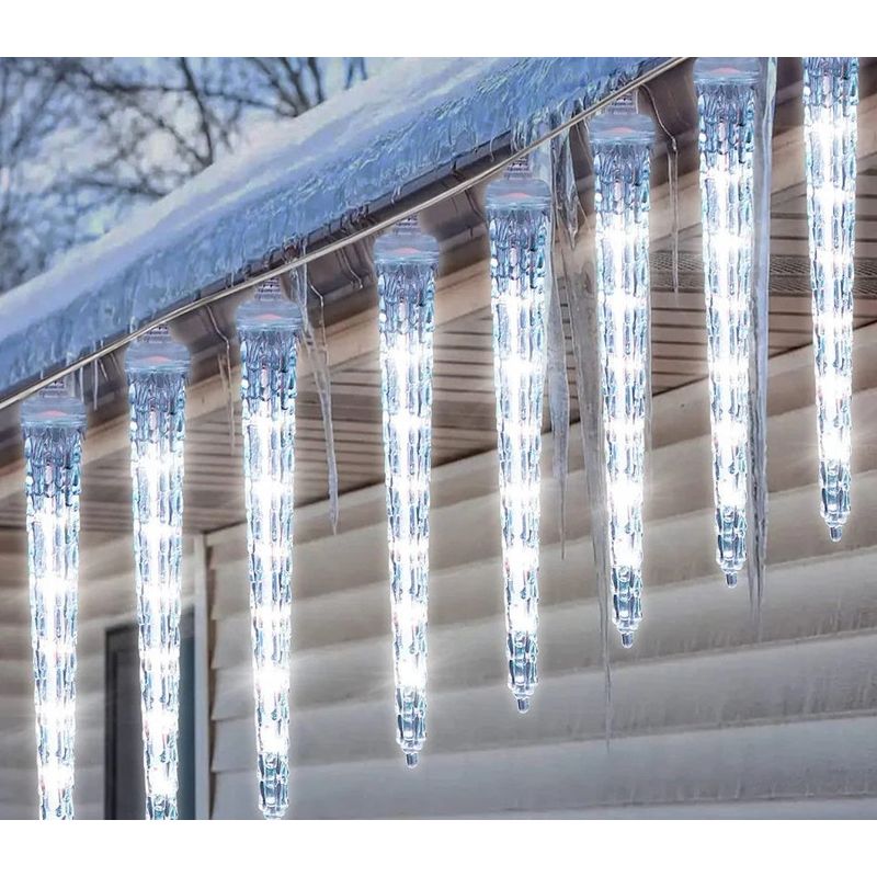 Casa si Gradina - Corpuri si surse de iluminat - Iluminat exterior - Instalatii luminoase exterior - Instalatie lumioasa LED, cu 8 Turturi, Alb Cald, Alb Rece, Albastru si Multicolor, 3m - Alb Rece - Infinity.ro