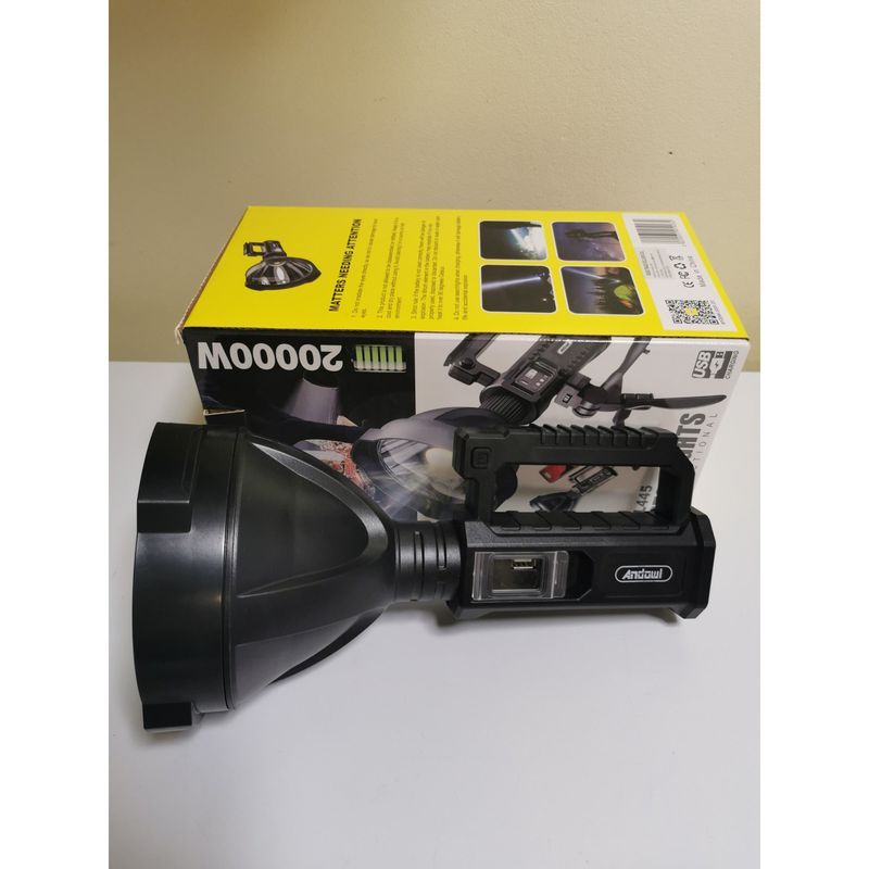 Casa si Gradina - Corpuri si surse de iluminat - Iluminat exterior - Lanterne - Proiector - lanterna 2000W, cu acumulator, incarcare cu USB sau adaptor auto - Negru - Infinity.ro