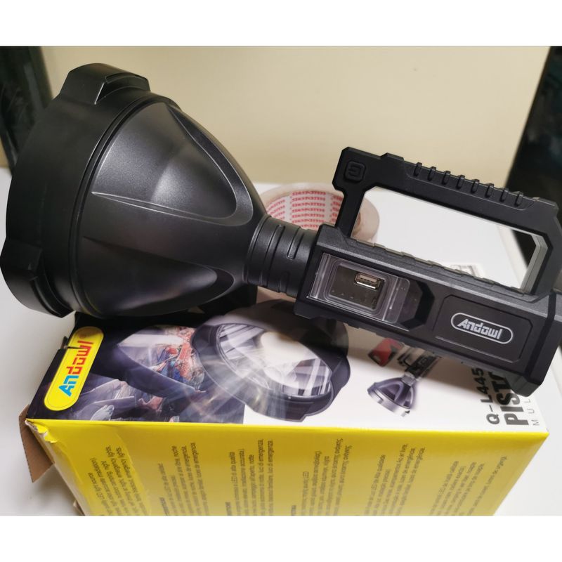 Casa si Gradina - Corpuri si surse de iluminat - Iluminat exterior - Lanterne - Proiector - lanterna 2000W, cu acumulator, incarcare cu USB sau adaptor auto - Negru - Infinity.ro