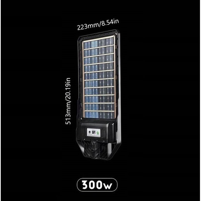 Casa si Gradina - Corpuri si surse de iluminat - Iluminat exterior - Lampi solare - Lampa solara stradala cu panou solar incorporat cu doua fete, cu inductie si telecomanda, 6500K, Negru - 100W - Infinity.ro