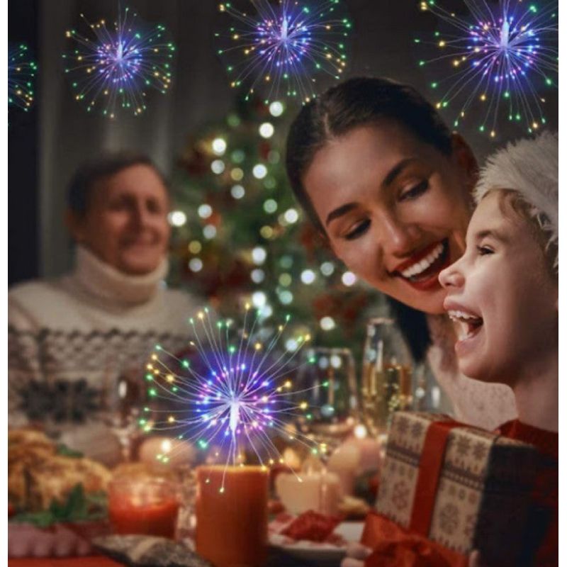 Casa si Gradina - Corpuri si surse de iluminat - Iluminat exterior - Instalatii luminoase exterior - Instalatie cu 5 Artificii Decorative, Lumina Alba Calda/Rece/RGB, 8 Moduri de Iluminare - Infinity.ro