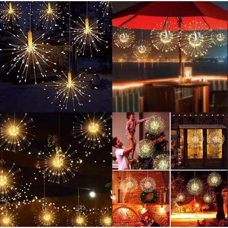 Casa si Gradina - Corpuri si surse de iluminat - Iluminat exterior - Instalatii luminoase exterior - Instalatie cu 5 Artificii Decorative, Lumina Alba Calda/Rece/RGB, 8 Moduri de Iluminare - Infinity.ro