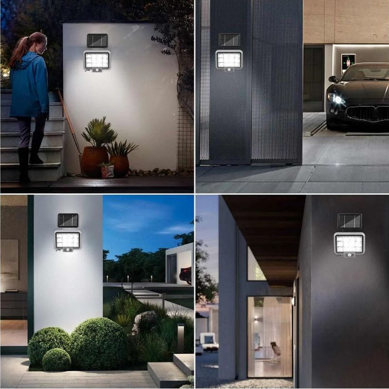 Casa si Gradina - Corpuri si surse de iluminat - Iluminat exterior - Lampi solare - Lampa solara cu panou solar, 40W, 288 LED COB, 12 cadrane, cu 3 moduri de iluminare, telecomandanegru - Infinity.ro