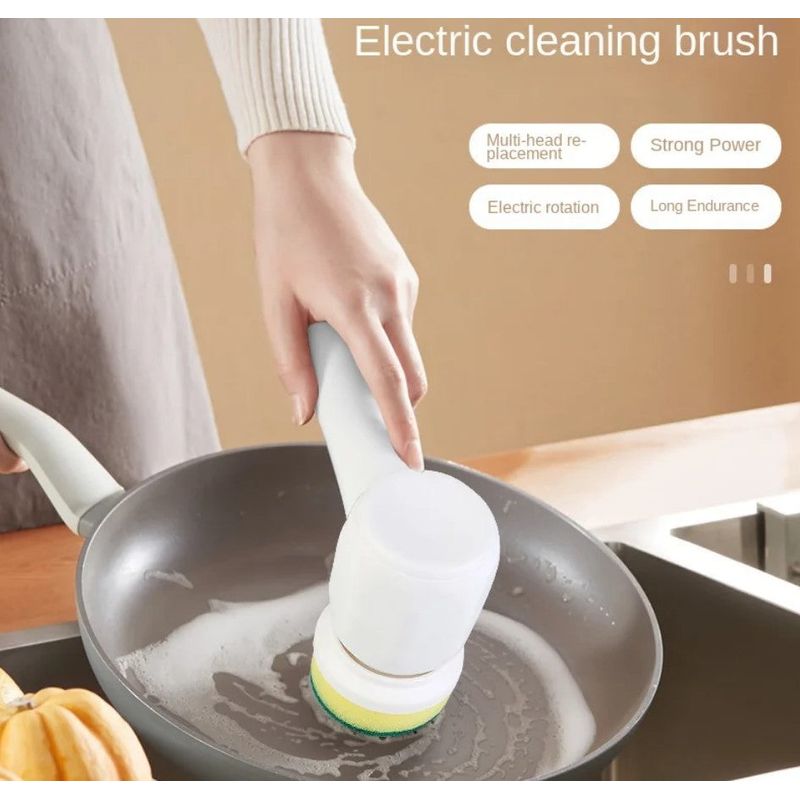 Electronice si Electrocasnice - Ingrijirea locuintei - Accesorii aparate pentru ingrijirea locuintei - Perie electrica multifunctionala, fara fir, cu 4 capete, incarcare USB, suport, alb-lila - Purple - Infinity.ro