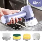 Electronice si Electrocasnice - Ingrijirea locuintei - Accesorii aparate pentru ingrijirea locuintei - Perie electrica multifunctionala, fara fir, cu 4 capete, incarcare USB, suport, alb-lila - Purple - Infinity.ro