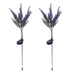 Casa si Gradina - Corpuri si surse de iluminat - Iluminat exterior - Lampi solare - Set 2 Lampi Solare Tip Lavanda, 70cm Inaltime, Senzor de Lumina, IP65, Violet - Infinity.ro