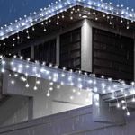 Casa si Gradina - Corpuri si surse de iluminat - Iluminat exterior - Instalatii luminoase exterior - Instalatie Luminoasa cu Franjuri Inegali, Alb Cald, Rece si Multicolora, 320/640 LED-uri, 15m/25m - 25m-640LED - Infinity.ro
