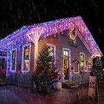 Casa si Gradina - Corpuri si surse de iluminat - Iluminat exterior - Instalatii luminoase exterior - Instalatie Luminoasa cu Franjuri Inegali, Alb Cald, Rece si Multicolora, 320/640 LED-uri, 15m/25m - 25m-640LED - Infinity.ro