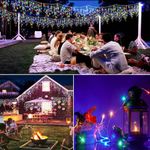 Casa si Gradina - Corpuri si surse de iluminat - Iluminat exterior - Instalatii luminoase exterior - Instalatie Luminoasa cu Franjuri Inegali, Alb Cald, Rece si Multicolora, 320/640 LED-uri, 15m/25m - 25m-640LED - Infinity.ro