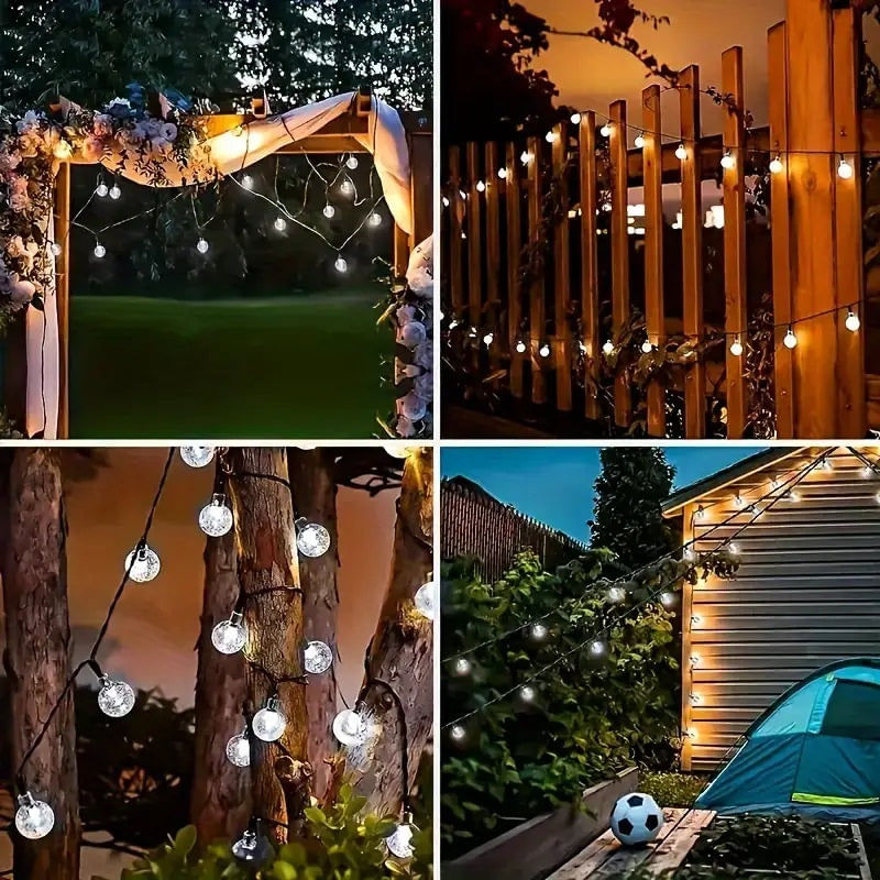 Casa si Gradina - Corpuri si surse de iluminat - Iluminat exterior - Instalatii luminoase exterior - Ghirlanda Luminoasa Solara, 6.5m, 40 Becuri LED, IP65, Lumina Rece, Calda si Colorata - Multicolor - Infinity.ro