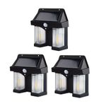 Casa si Gradina - Corpuri si surse de iluminat - Iluminat exterior - Lampi solare - Set 3 x Lampi solare duble pentru perete, 2W, 1200LM, protectie intemperii IP65, pentru casa sau gradina, negru - Infinity.ro