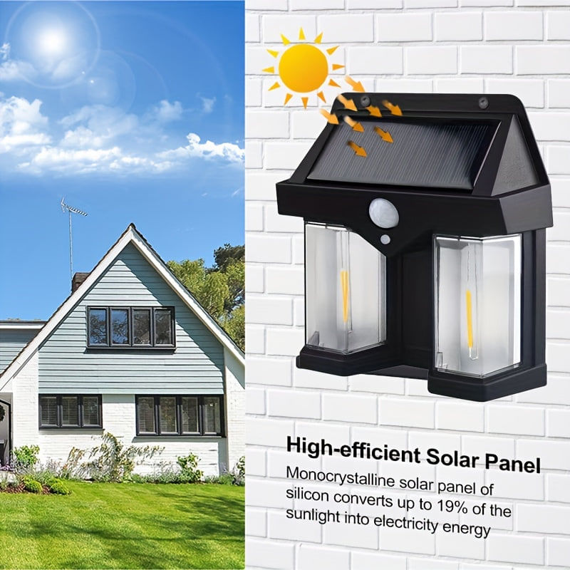 Casa si Gradina - Corpuri si surse de iluminat - Iluminat exterior - Lampi solare - Set 3 x Lampi solare duble pentru perete, 2W, 1200LM, protectie intemperii IP65, pentru casa sau gradina, negru - Infinity.ro