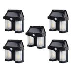 Casa si Gradina - Corpuri si surse de iluminat - Iluminat exterior - Lampi solare - Set 5 x Lampi solare duble pentru perete, 2W, 1200LM, protectie intemperii IP65, pentru casa sau gradina, negru - Infinity.ro