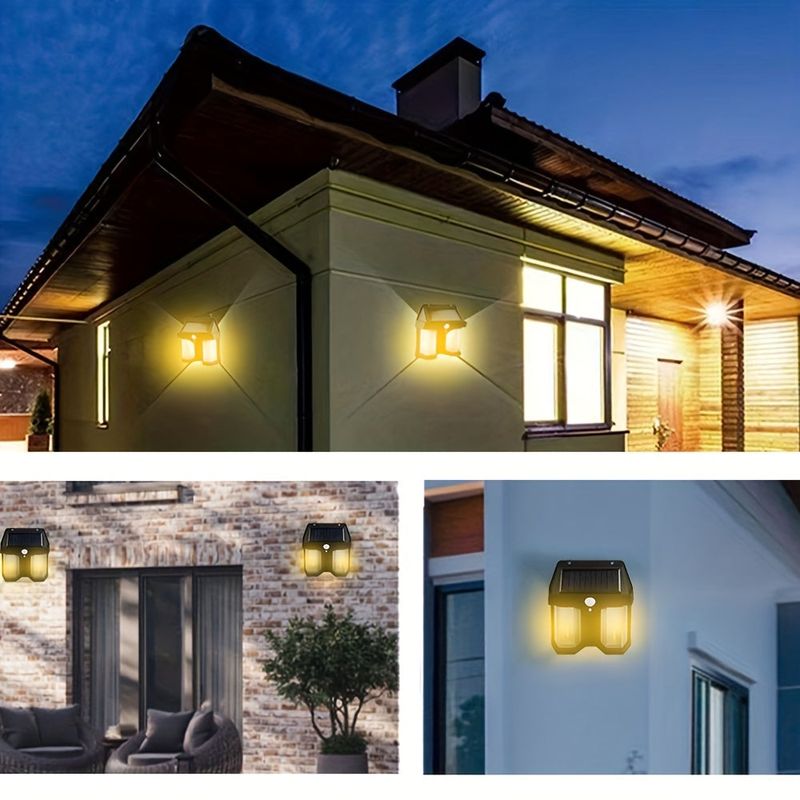 Casa si Gradina - Corpuri si surse de iluminat - Iluminat exterior - Lampi solare - Set 5 x Lampi solare duble pentru perete, 2W, 1200LM, protectie intemperii IP65, pentru casa sau gradina, negru - Infinity.ro