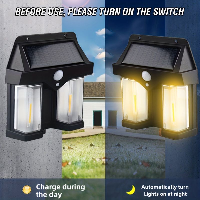 Casa si Gradina - Corpuri si surse de iluminat - Iluminat exterior - Lampi solare - Set 5 x Lampi solare duble pentru perete, 2W, 1200LM, protectie intemperii IP65, pentru casa sau gradina, negru - Infinity.ro